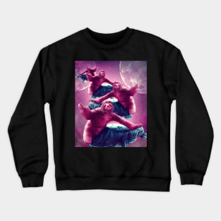 Crazy Funny Space Sloth Riding On Turtle Crewneck Sweatshirt